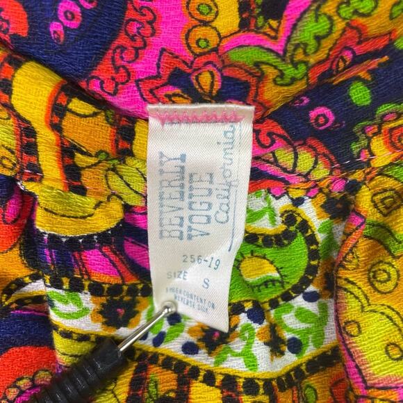 Vintage Maxi Skirt 1960s Paisley Bright Colors Pink Yellow S - Picture 8 of 11